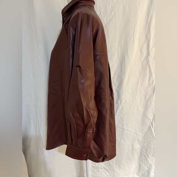 French Connection leather long sleeves medium dark brown top - Picture 4 of 4